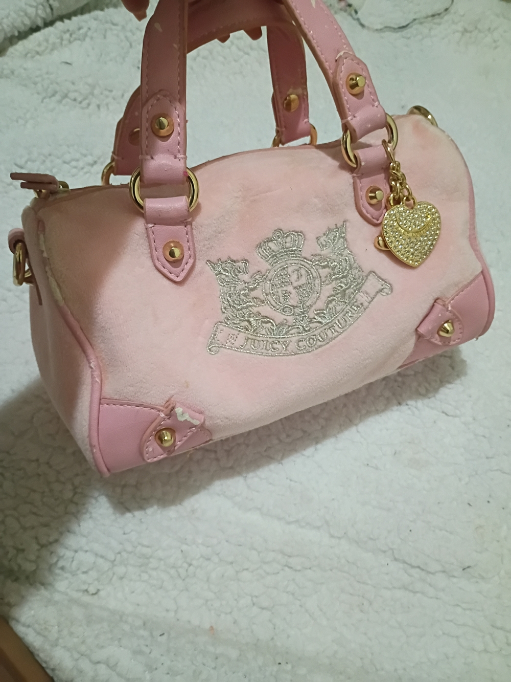 Juicy Couture Baby Pink Mini Barrel Bag with Heart Charm